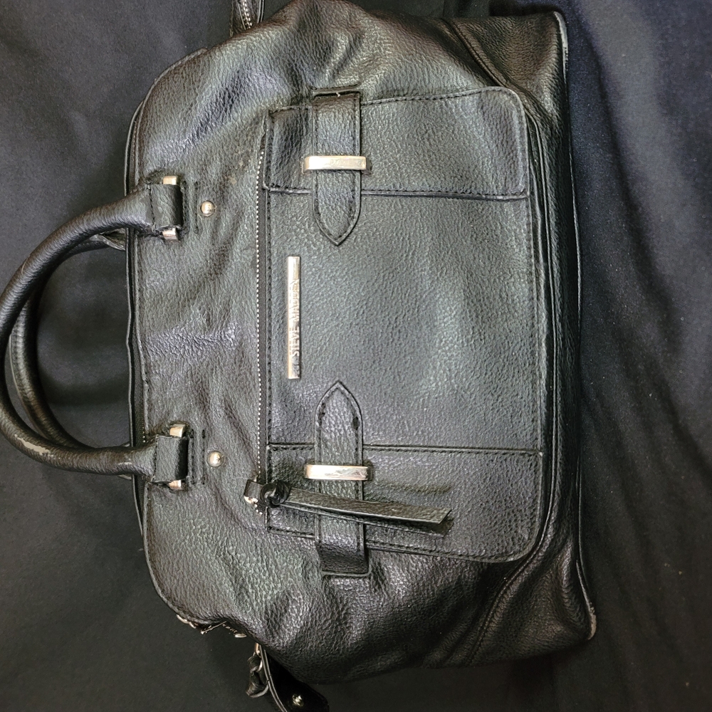 Black Leather Steve Madden Tote Bag